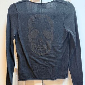Zadig & Voltaire Black marino wool sweater with skull on back Size S